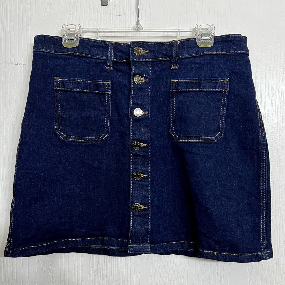 GAP Mini Skirt Button-Up Dark Blue Denim Women's Size 10 ⭐️ Like New ⭐️